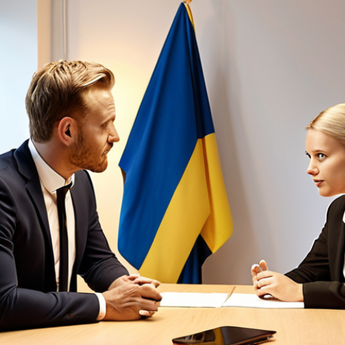 Home 19 **
"Negotiation table with two business people, collaborative atmosphere, focus on creating value together, open communication, warm lighting, modern office setting, Swedish flag subtly displayed."
**